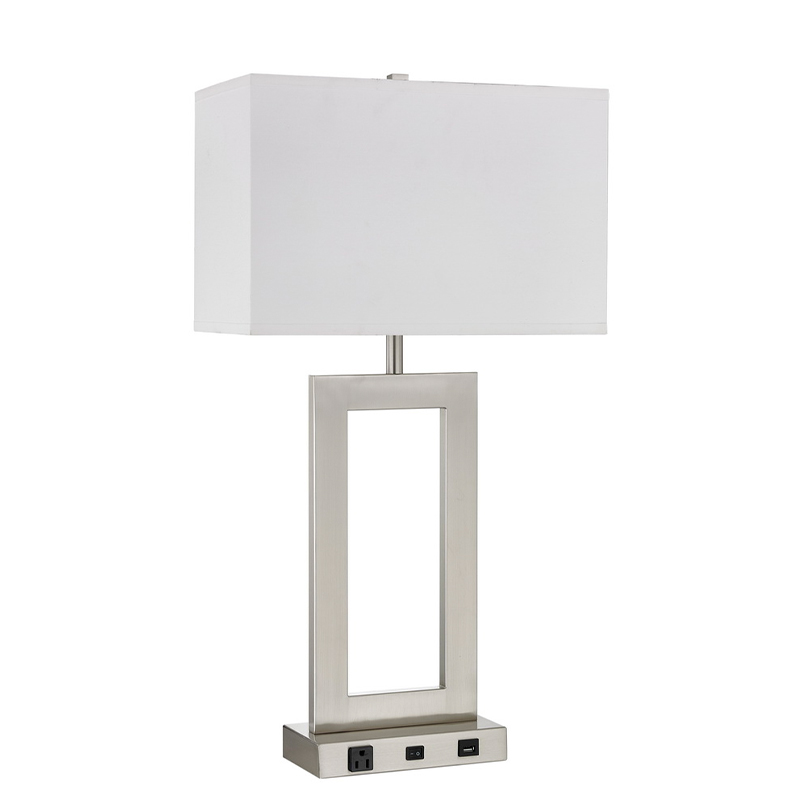 Gatsby One Light Haber Lamp с четка никел покритие, на/off рокер превключвател, удобен изход и USB порт