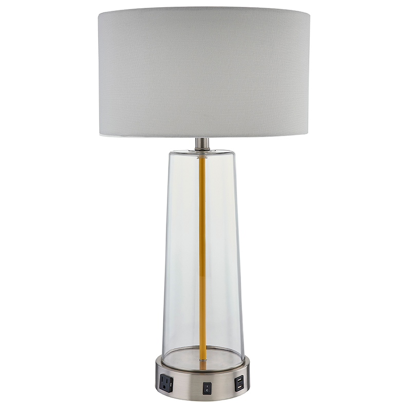 Home2 Hotel Glass Sable Lamp с/off Rocker Switch, удобен изход и USB порт за зареждане в хотелската стая